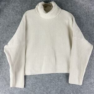 Abercrombie Fitch Sweater Womens XXL Cream Turtleneck Knit Chunky Heavy